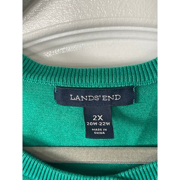 Lands End Green Button Down Cardigan 2X - Picture 3 of 6